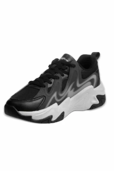 Mp 241-1673 Siyah Kadın Bağcıklı Yürüyüş Ayakkabısı - Resim 3