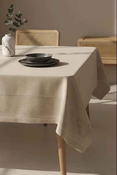Nora Bej Zarf Köşe Masa Örtüsü 150x220 cm ürün görseli 1
