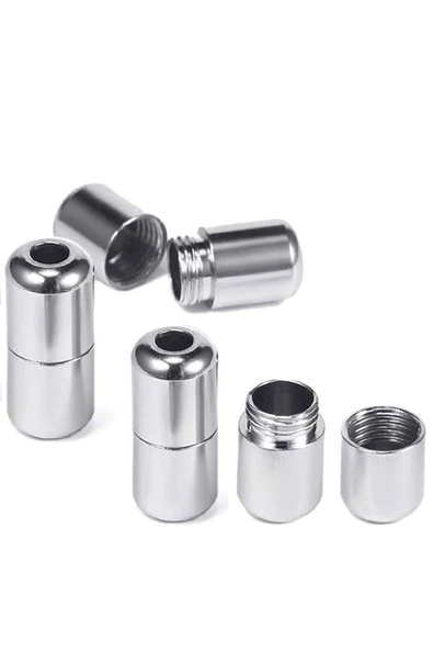 Ayarlanabilir 1 Çift Pembe Vidalı Kapsül Uçlu Yuvarlak Lastik Pratik Bağcık - Resim 3