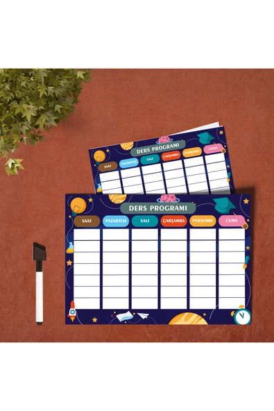 LİGONA Okul Ders Programı Planlayıcı Yaz-Sil Pvc Poster 21x30 cm