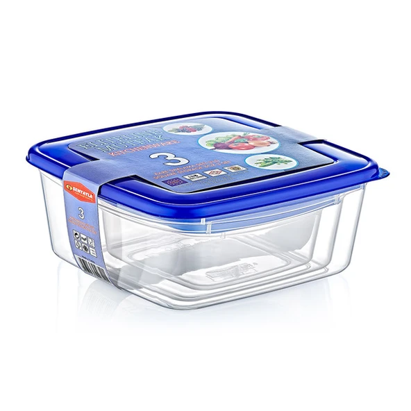 3'lü Kare Saklama Kabı Seti ürün görseli 1