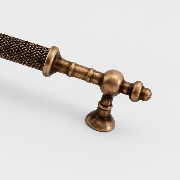 Ladin Tırtıklı Antik Bakır Metal Kulp 320 mm Dayanıklı Kulpları Mobilya Çekmece Dolap Kapak Kulpu - Resim 5