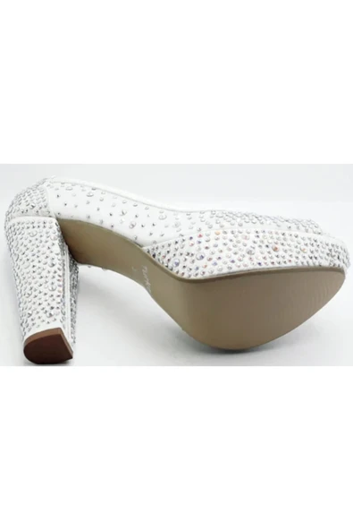 Kadın Sedef Taşlı Abiye Topuklu Ayakkabı 586398 - Resim 4