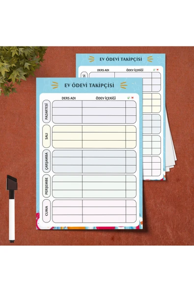 LİGONA Ev Ödevi Takipçisi Yaz Sil Pvc Kaplamalı 21x30 cm