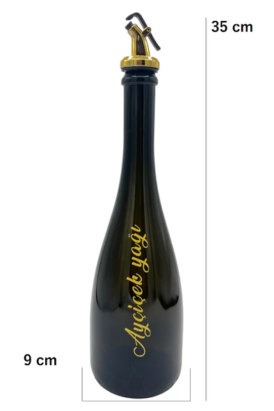 Amber Renk Kabartma Baskılı 750 ML Cam Yağdanlık Şişe 2'li Sofra Mutfak Sunum Sosluk - 5