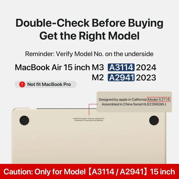 Apple Macbook Air 15inç M2/M3 A2941 A3114 Kılıf Synthetic İpeksi Deri Standlı Havalandırmalı Kapak 2023 2024 - Resim 5