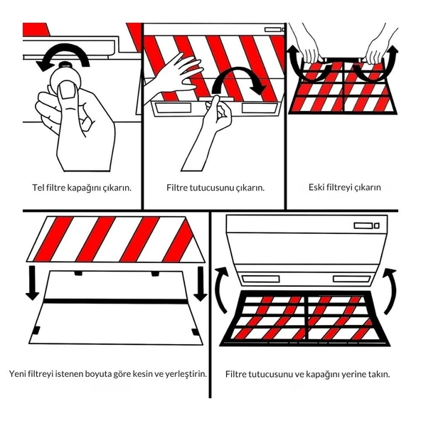 Aspiratör Tel Filtre Kesilebilir 48.5 cm x 40 cm - 2 adet - Resim 3