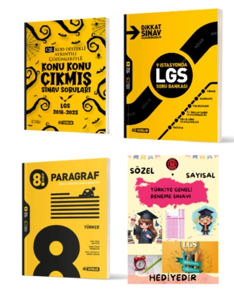 HIZ YAYINLARI 8. SINIF KONU KONU ÇIKMIŞ SINAV SORULARI - 9 İSTASYONDA LGS SORU BANKASI - PARAGRAF SORU BANKASI ve Hediye ürün görseli