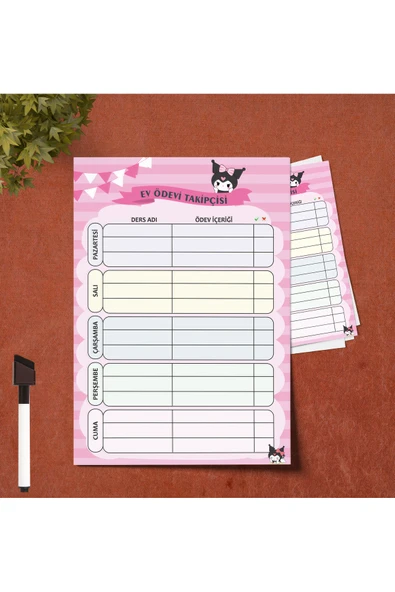 LİGONA Ev Ödevi Takipçisi Yaz Sil Pvc Kaplamalı 21x30 cm