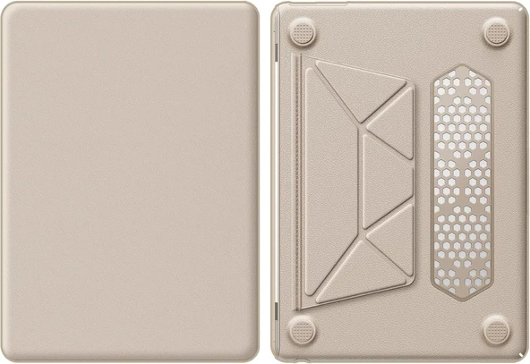 Apple Macbook Air 15inç M2/M3 A2941 A3114 Kılıf Synthetic İpeksi Deri Standlı Havalandırmalı Kapak 2023 2024 - Resim 6