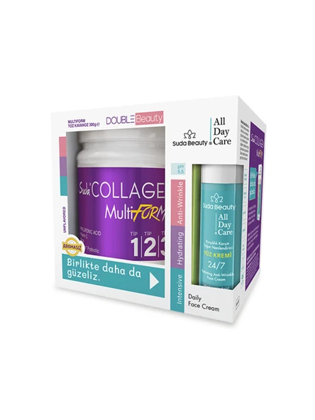 Double Beauty Multıform Kolajen 300g+Suda Beauty-All Day Care Yüz Kremi 50ml ürün görseli 1