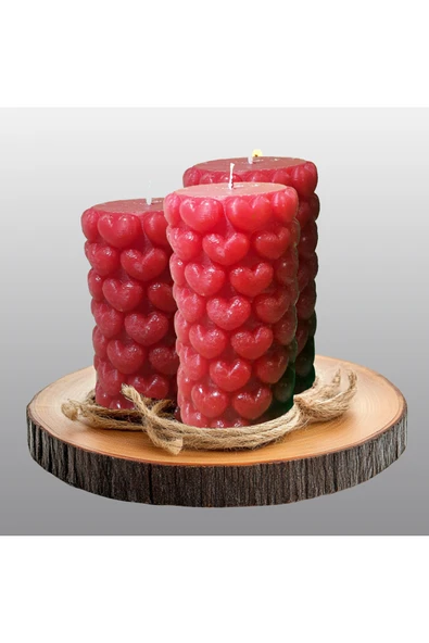 Ligona Home Silindir Kalpli Dekoratif Mum Sevgililer Günü - 3
