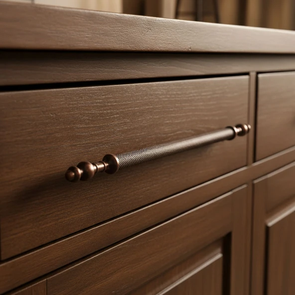 Ladin Tırtıklı Antik Bakır Metal Kulp 320 mm Dayanıklı Kulpları Mobilya Çekmece Dolap Kapak Kulpu - Resim 2