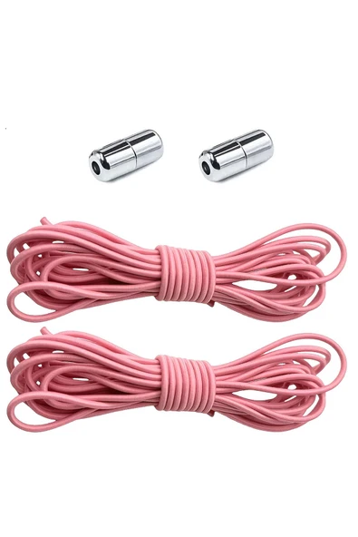 Ayarlanabilir 1 Çift Pembe Vidalı Kapsül Uçlu Yuvarlak Lastik Pratik Bağcık ürün görseli