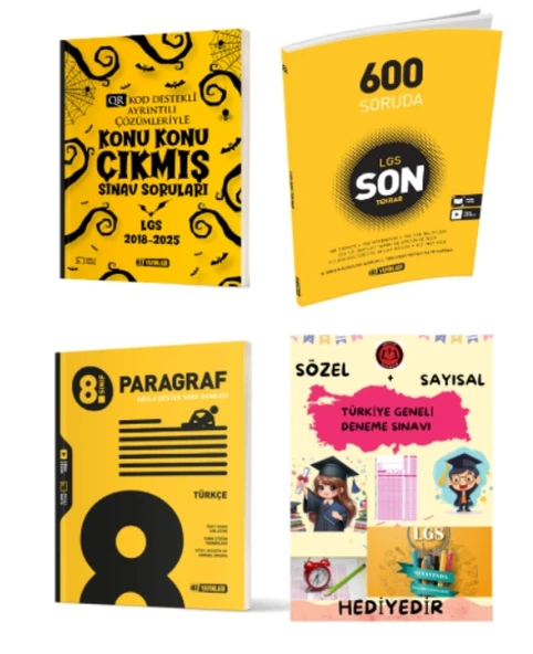 HIZ YAYINLARI 8. SINIF KONU KONU ÇIKMIŞ SINAV SORULARI - 600 SORUDA LGS SON TEKRAR - PARAGRAF SORU BANKASI ve Hediye ürün görseli