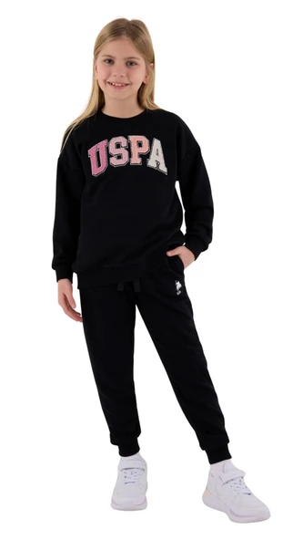 Us Polo Kız Çocuk Garson Siyah Uzun Kol Pijama Takım 2306 ürün görseli 1