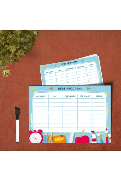 LİGONA Okul Ders Programı Planlayıcı Yaz-Sil Pvc Poster 21x30 cm