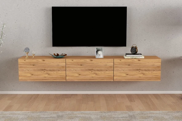 LENDA Yaren 3 Kapaklı Duvara Monte Tv Ünitesi - Atlantik Çam - 2