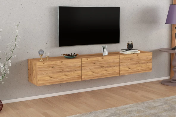 LENDA Yaren 3 Kapaklı Duvara Monte Tv Ünitesi - Atlantik Çam