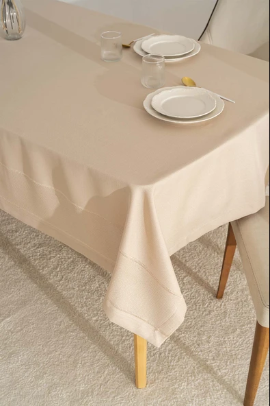 Nora Bej Zarf Köşe Masa Örtüsü 150x220 cm - Resim 3