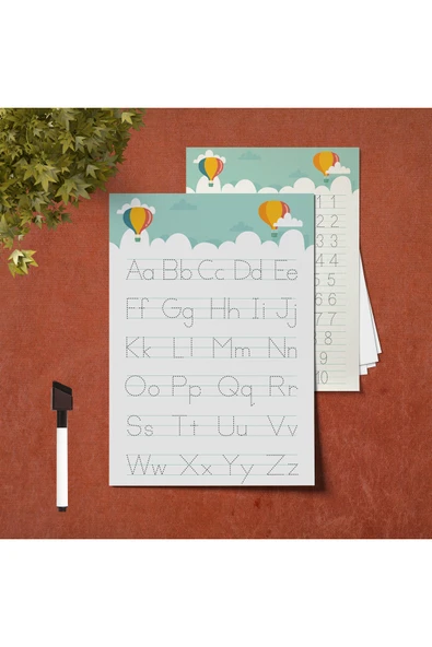 Ligona Home Yaz Sil Harfler Rakamlar Öğrenme Kartı A4 - 2