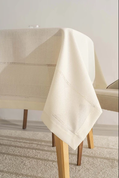 Nora Krem Zarf Köşe Masa Örtüsü 150x220 cm - Resim 4