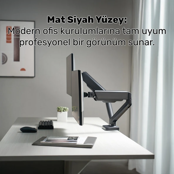 NPO STD46024E Airgrip 17"-32" Ergonomik 360° Amortisörlü VESA Çift Kol Monitör Tutucu - Resim 2
