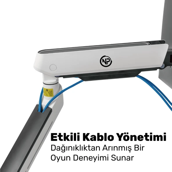 NPO STD54012HLW Elysium 27"-45" Profesyonel Gaming RGB Amortisörlü VESA Tek Kol Monitör Tutucu - Resim 5