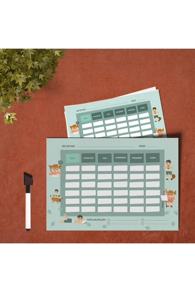 Uraz Defter Okul Ders Programı Planlayıcı Yaz-Sil Pvc Poster 21x30 cm