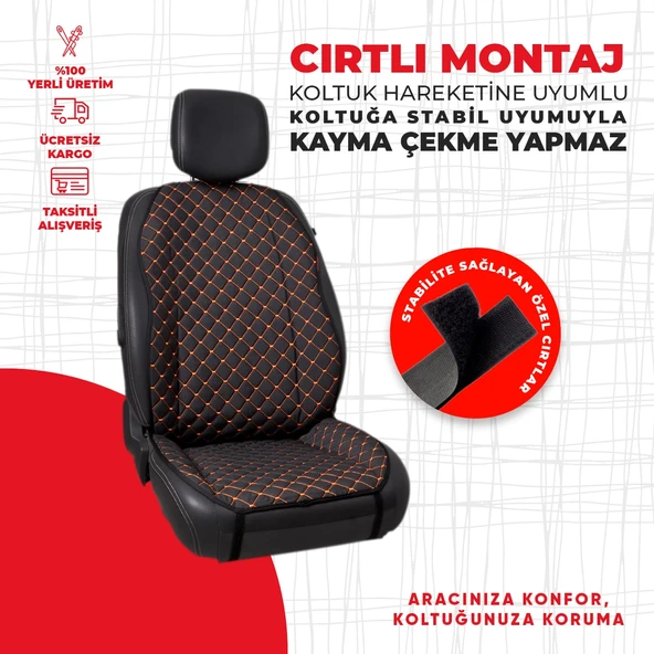 Turuncu Kapitone Siyah Jakar Dokuma - Resim 3