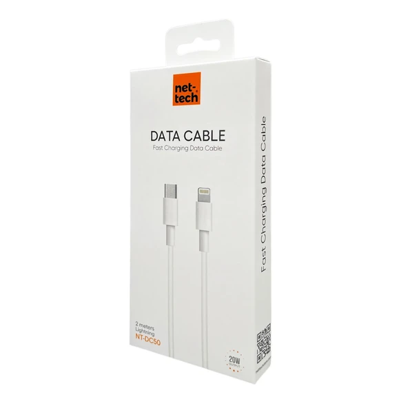 Nettech NT-DC50 20W Plastik 200 Cm Type-C To Lightning Şarj ve Data Kablosu NT-110209 - Resim 3