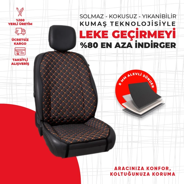 Turuncu Kapitone Siyah Jakar Dokuma - Resim 4