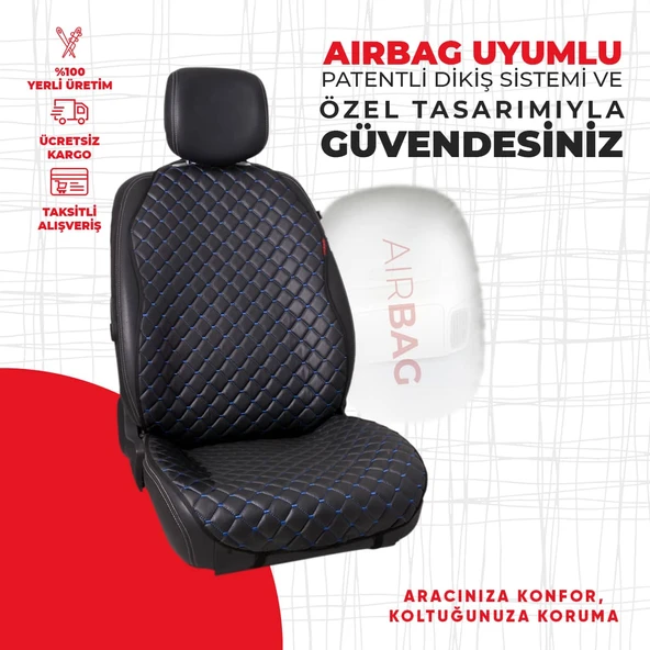 Mavi Kapitone Siyah Suni Deri - Resim 2