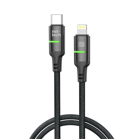 Nettech NT-DC39 30W Plastik 100 Cm Type-C To Lightning Şarj ve Data Kablosu NT-108308 ürün görseli