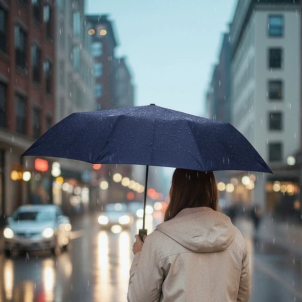 Mavi Kılıflı Otomatik Kompakt Şemsiye - Resim 4