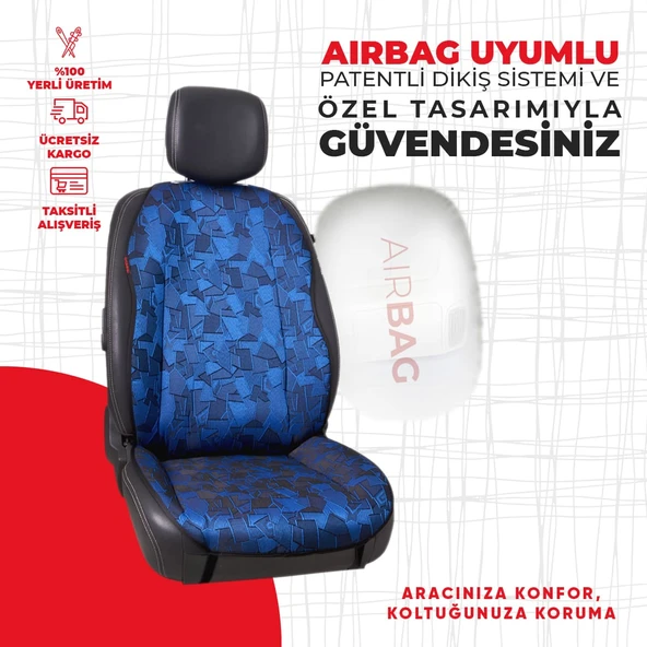 Mavi Cam Kırığı Jakar Dokuma Minder - Resim 2