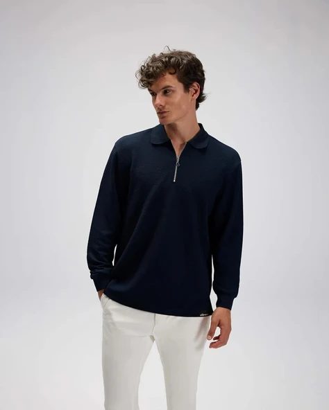 Ellesse Erkek Polo Sweatshirt EM601-NV - Resim 3