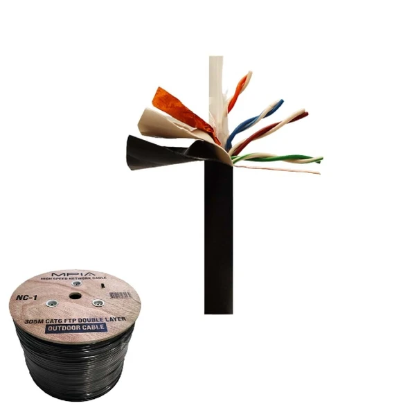 305 Metre / 0.57mm CAT6 FTP Çift Katmanlı Dış Ortam İnternet Kablosu ürün görseli