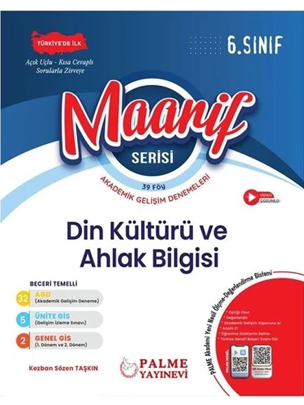 PALME 6.SINIF MAARİF SERİSİ DİN KÜLTÜRÜ HAFTALIK DENEME (39 FÖY) ürün görseli
