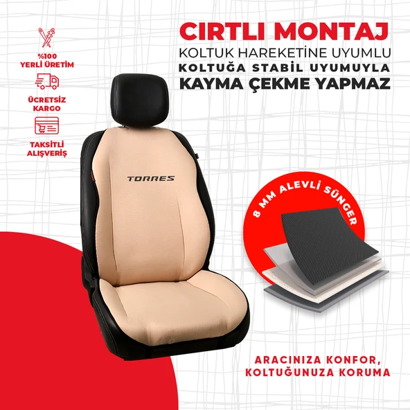 SsangYong Torres Nakışlı Krem Minder - Resim 4