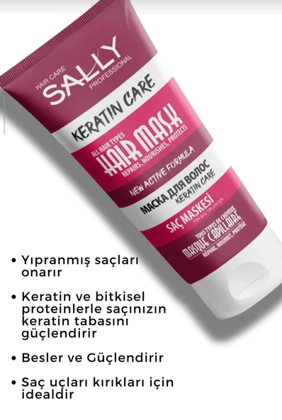 SALLY SAÇ MASKESİ KERATİN CARE 200 ML - Resim 2