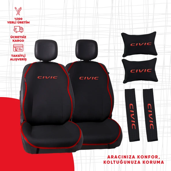 Kırmızı Biyeli Kırmızı Civic Nakışlı Minder Seti ürün görseli