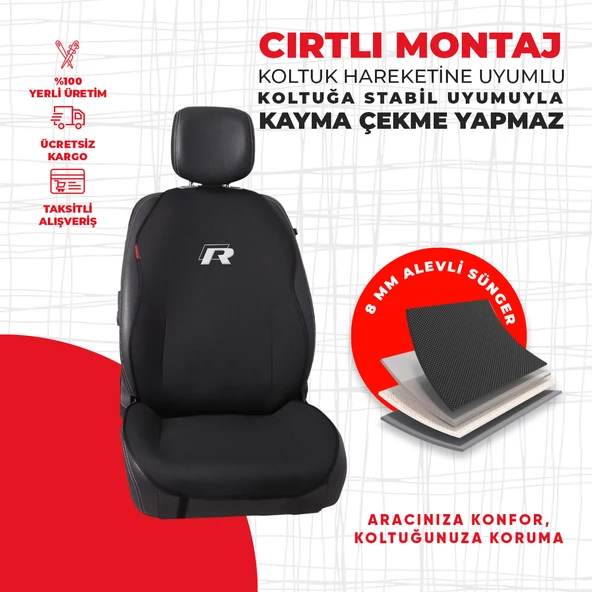 Volkswagen Eski R Logo Nakışlı Minder - Resim 4