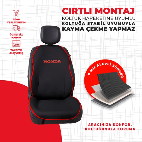 Kırmızı Biyeli Kırmızı Honda Nakışlı Minder - Resim 4