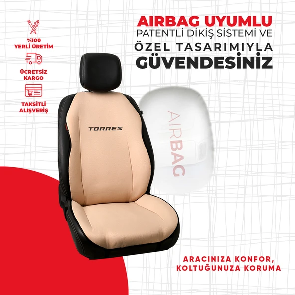 SsangYong Torres Nakışlı Krem Minder - Resim 2