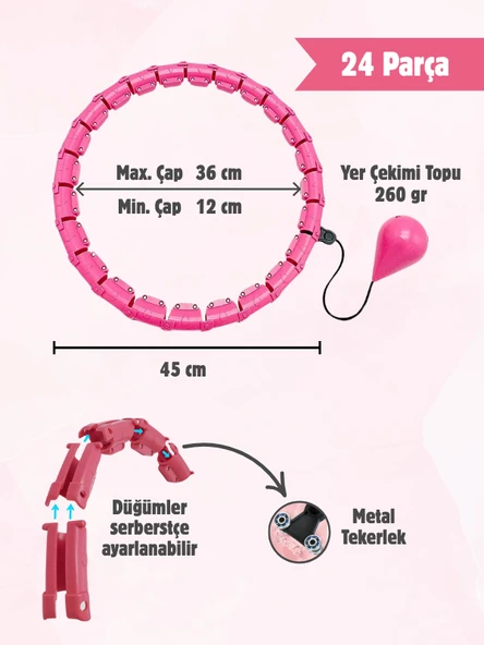 Hulahop Egzersiz Çemberi - Egzersiz Halkası - Ağırlıklı - Bel Bölgesi Ayarlanabilir - Hulahop - 2