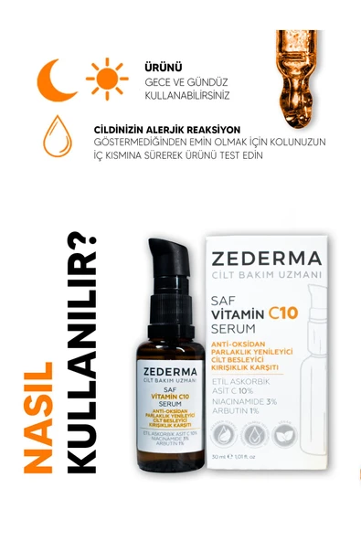 Saf Vitamin C10 Serum & Parlaklık Yenileyici & Cilt Besleyici & Kırışıklık Karşıtı & Anti-oksidan - 4