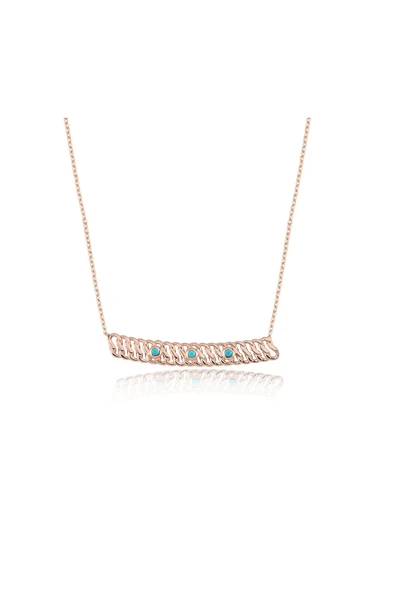 Altın Kolye - Mini Firuzeli Şerit Örgü 14 Ayar Altın Kolye ürün görseli 1