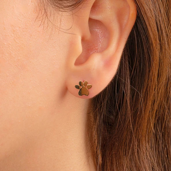 Altın Küpe - 14 Ayar Altın Minimal Pati Küpe - 2