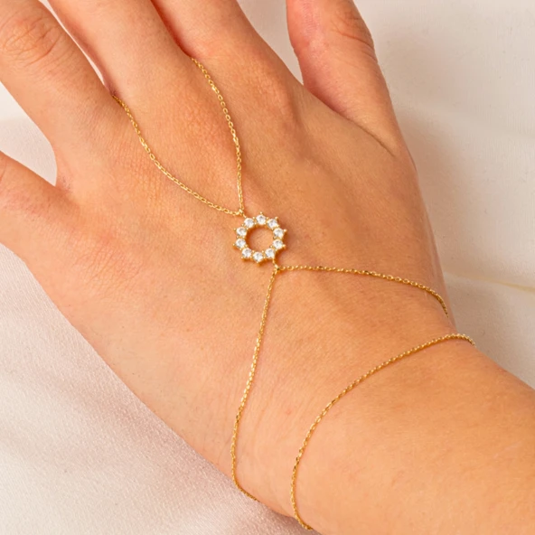 Altın Şahmeran - 14 Ayar Altın Yuvarlak Zirkon Taşlı Tasarım Şahmeran